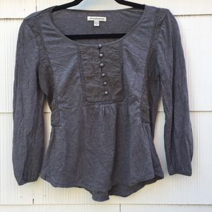 American Eagle Grey Peasant Style Top